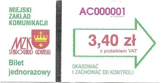 Starogard Gdański – podwyżka cen biletów od 01.12.2021