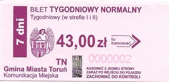 Toruń – podwyżka cen biletów od 01.01.2021