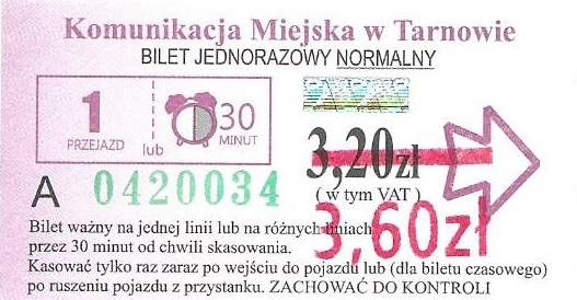 Tarnów – podwyżka cen biletów od 01.01.2021